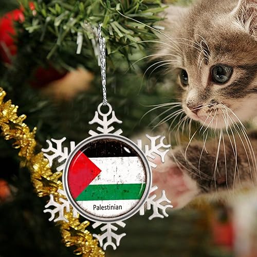 Miniatura 6 de LITTLEGROVE SEEDS Adornos de Navidad con bandera palestina 2023, adorno de copo de nieve para decoración de árbol de Navidad, decoración de árbol de