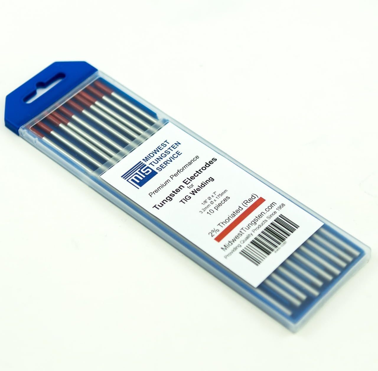 TIG Welding 2 Thoriated Tungsten Electrodes 3.2mm x 175mm (Red, WT20