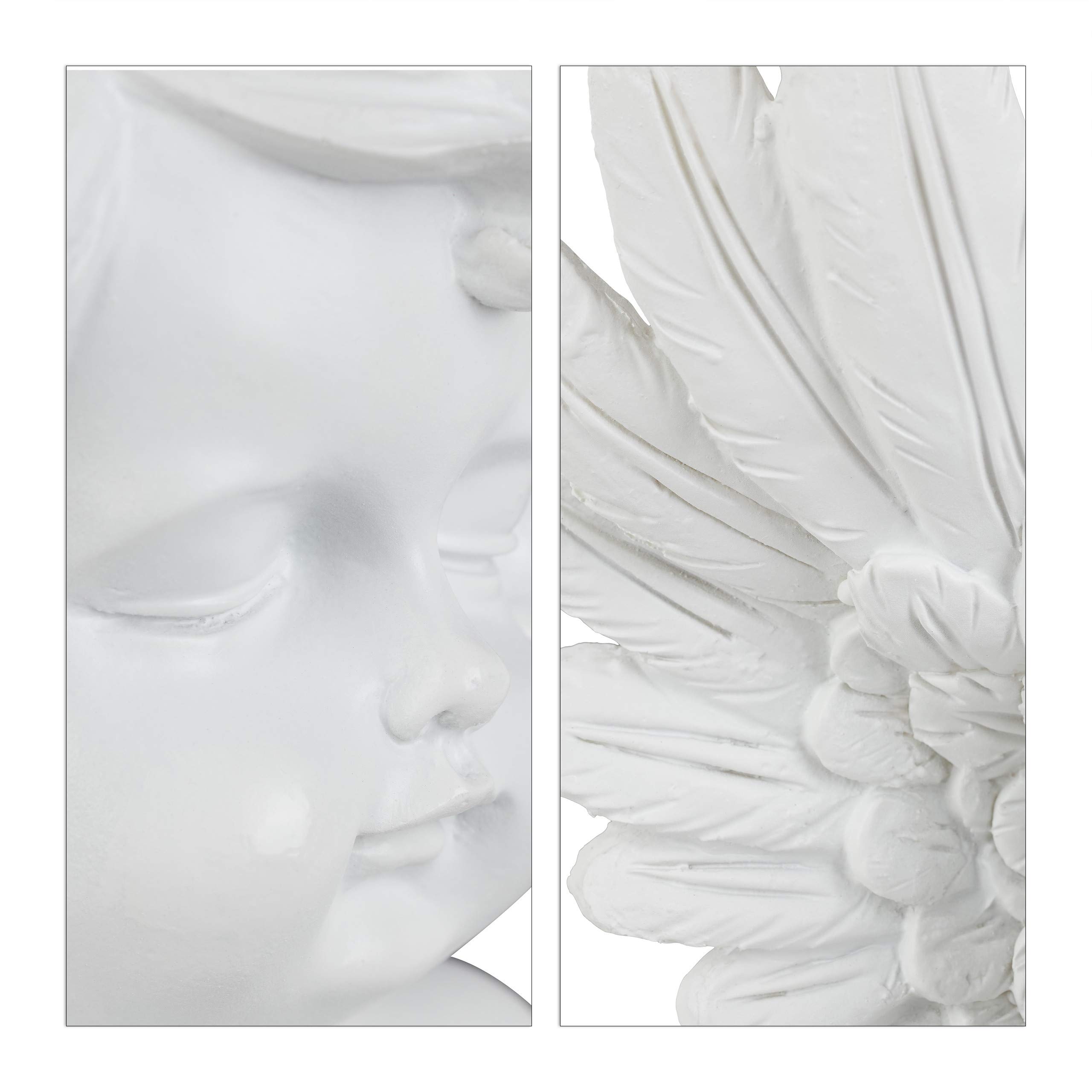 Relaxdays Statuetta Decorativa a Forma di Angelo, in Preghiera, Resistente, per Giardino, Pietra Artificiale, Bianco
