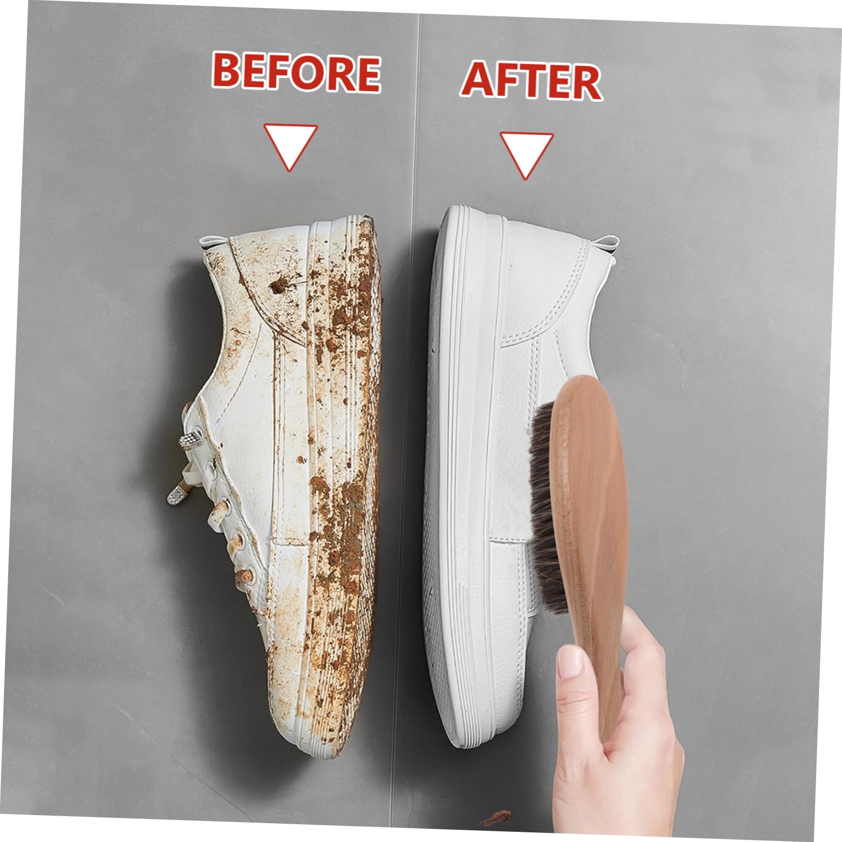 Cepillo para Limpiar Zapatillas de Madera 2 Piezas, Beige, Pulido | Limpia Suelas y Calzado, Uso Doméstico Diario, Mango Cómodo, Evita Daños, Formato Doble