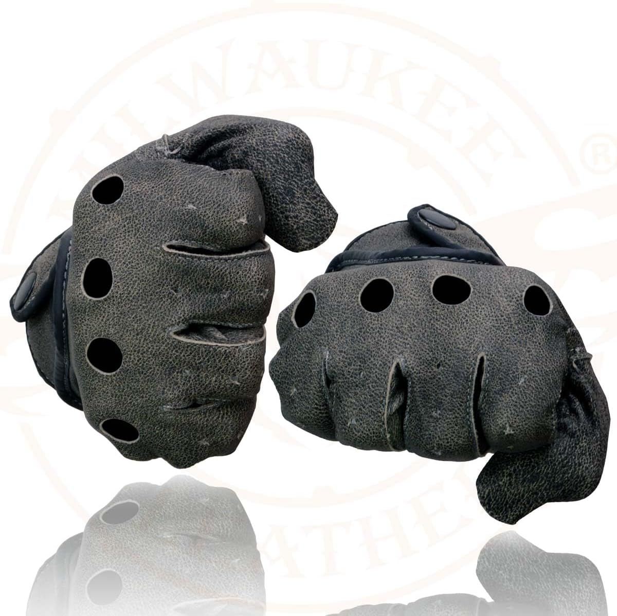 Milwaukee Leather MG7507 Men's Grey Perforated Leather Full Finger Motorcycle Hand Gloves W/Breathable ‘Open Knuckle’ - Image 6