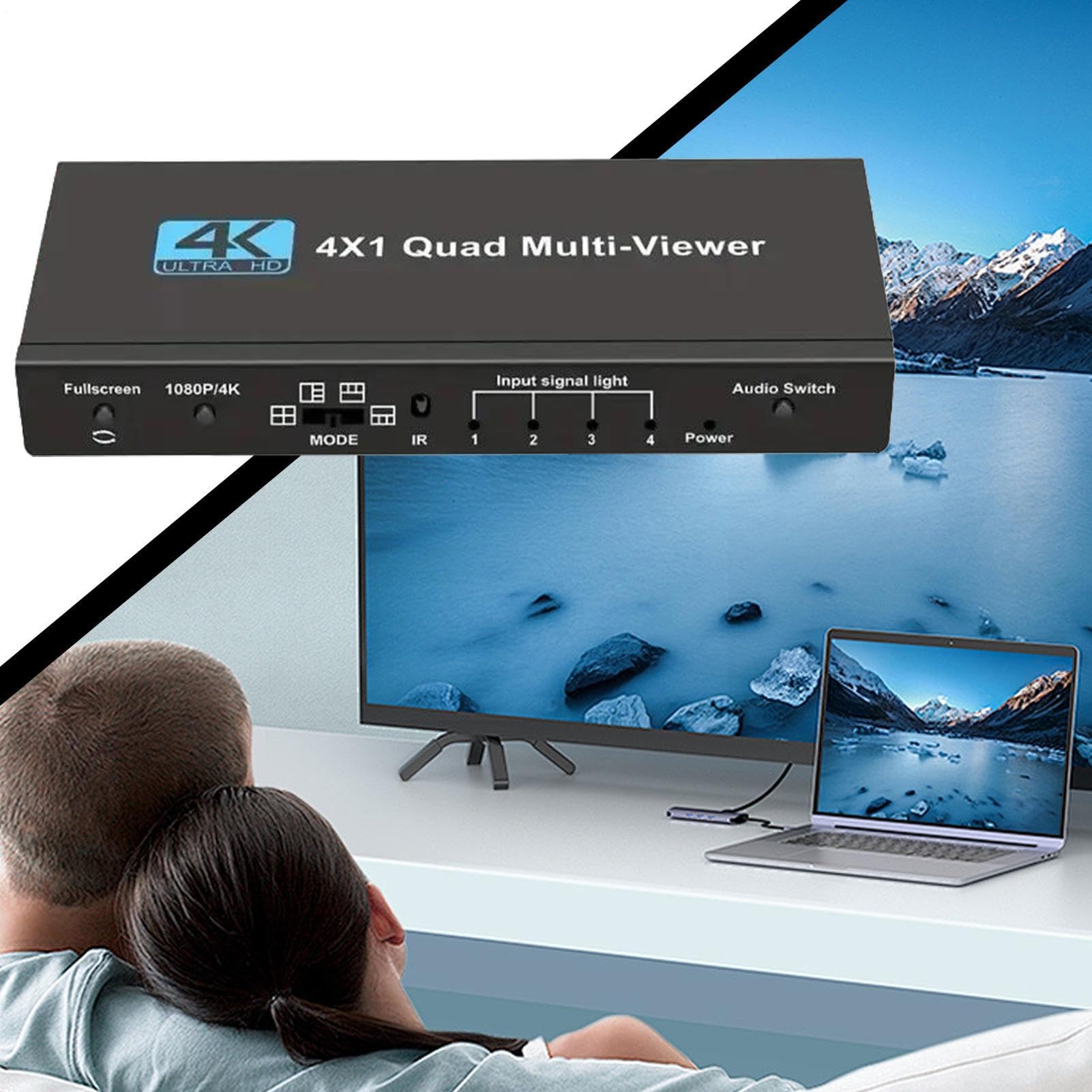 Splitter TV, di visualizzazione multipla | Adattatore multidisplay 4K 4 in 1 per home theater, videogiochi, streaming live e sicuro