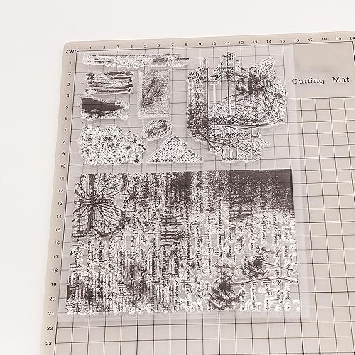 Miniatura 10 de Patrón de fondo de hojas de palma tropicales, sellos transparentes de orquídea con fondo de flores de orquídea, sellos transparentes para decoración