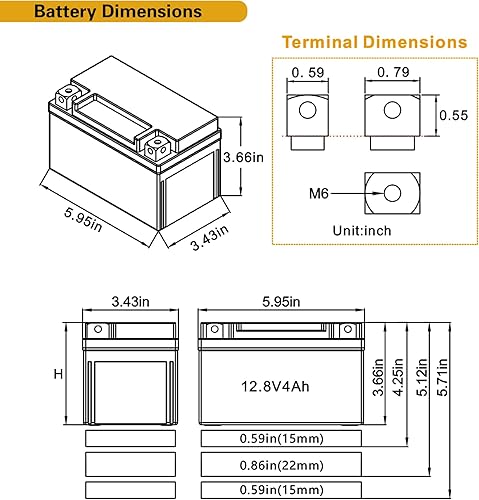 Miniatura 8 de Weize Batería de litio YTX9, 400A LiFePO4 para motocicleta YTX12, 12V 4AH YTX7 ATV, UTV, tractor, generador, scooter, embarcación personal, Seadoo,