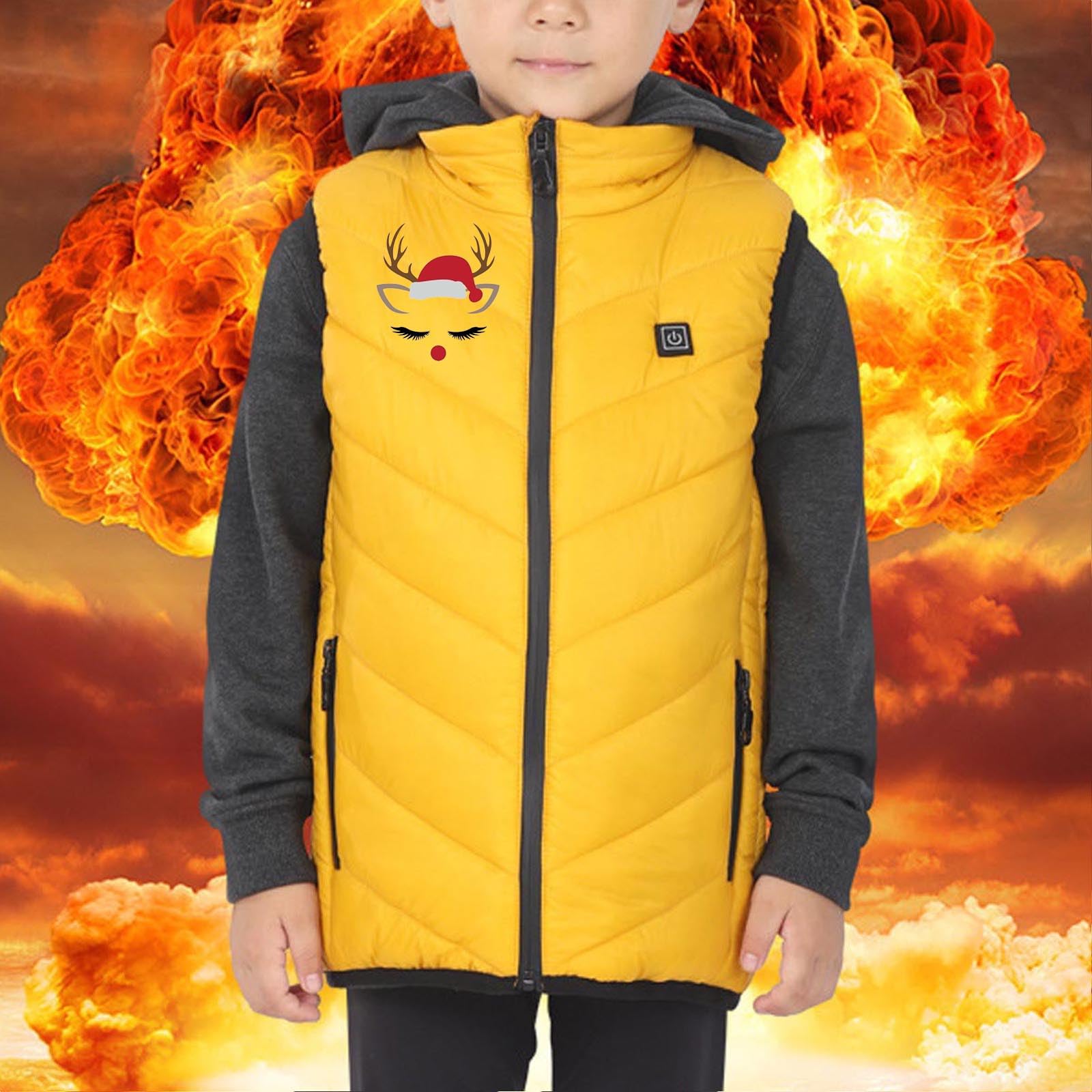 Chaleco Calefactable Chaleco Calefactable Para NiñOs Chaleco de Forro Polar Chaqueta EléCtrica Con CalefaccióN Con 2 Zonas de Calentamiento Para Exterior CáMping Chaleco TéRmico Para NiñOs Y NiñAs