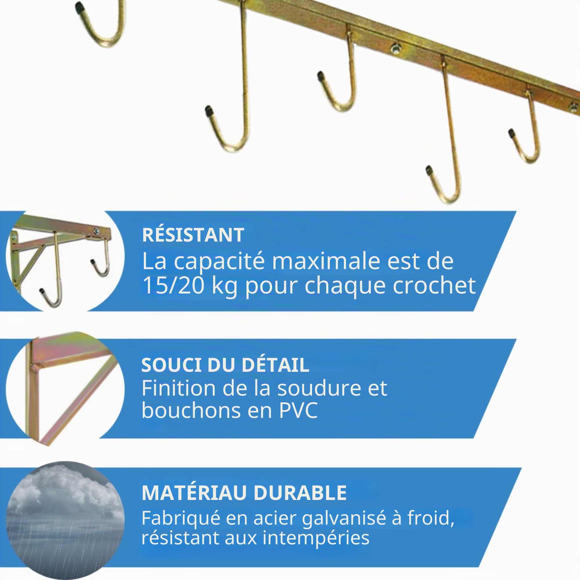 Porte-vélo mural, 6 places, démontable