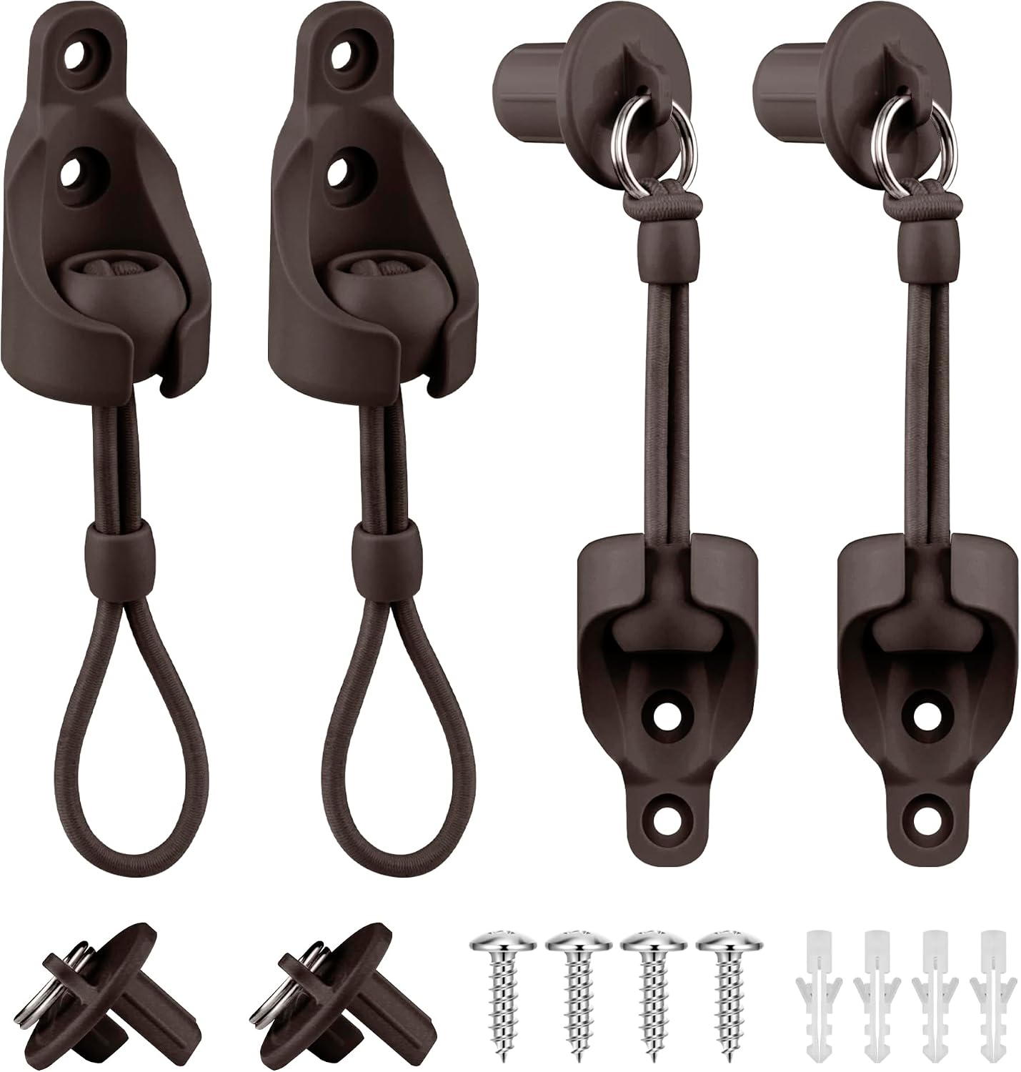 Sun Shade Parts Bungee Kit and End Cap,Weather Resistance,for Coolaroo Exterior Roller Shade,Outdoor Blinds,Roller Shades (2 Set Brown)
