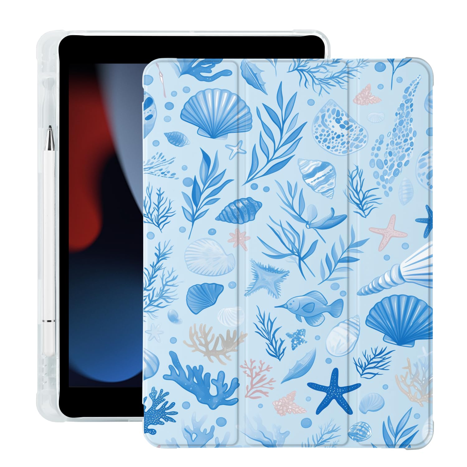 Coque iPad Air 5/4 anti-choc avec porte-crayon bleu pour éviter les rayures - 8
