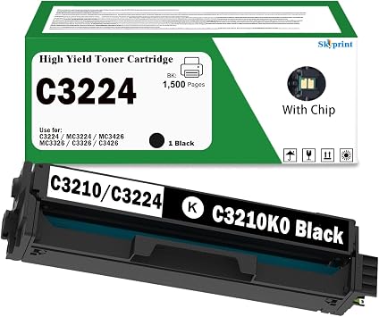 SkyPrint C3210K0 Black Toner Cartridge with Display Capacity Chip | 1-Pack Black Toner Compatible with Lexmark C3210K0 for C3224 MC3224 MC3326 C3326 MC3426 C3426 Printer