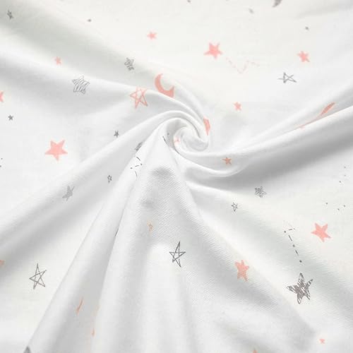 Miniatura 5 de American Baby Company Sábana bajera de punto de jersey 100 algodón estampada para colchones estándar de cuna y niños pequeños estrellas y luna rosa