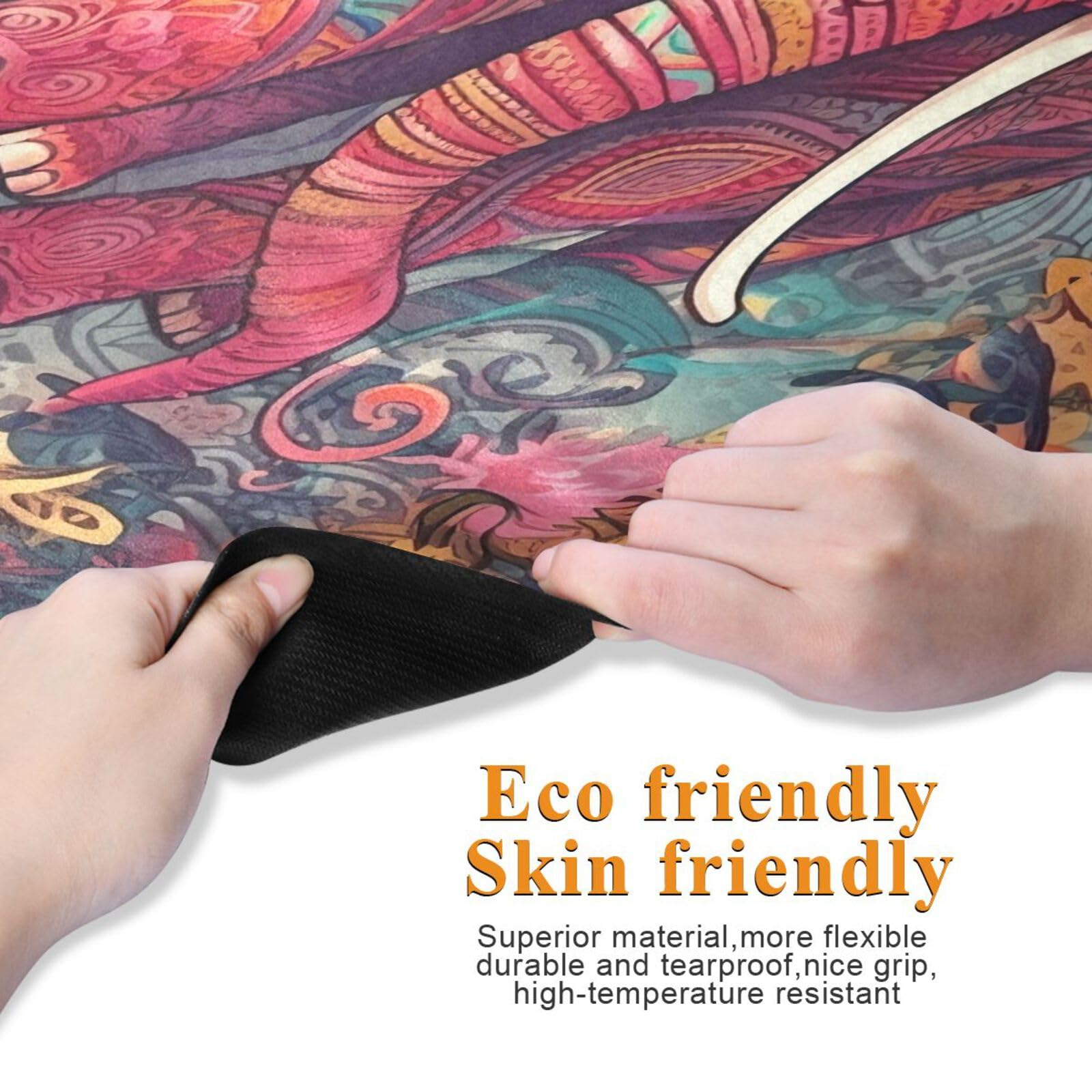 FLildon Ethnic Elephant Yoga Mat Thick Non Slip Yoga Mat Workout Mat for Men Women, Exercise & Exercise Mat for Home Gym, Yoga, Pilates, Stretching, and Floor