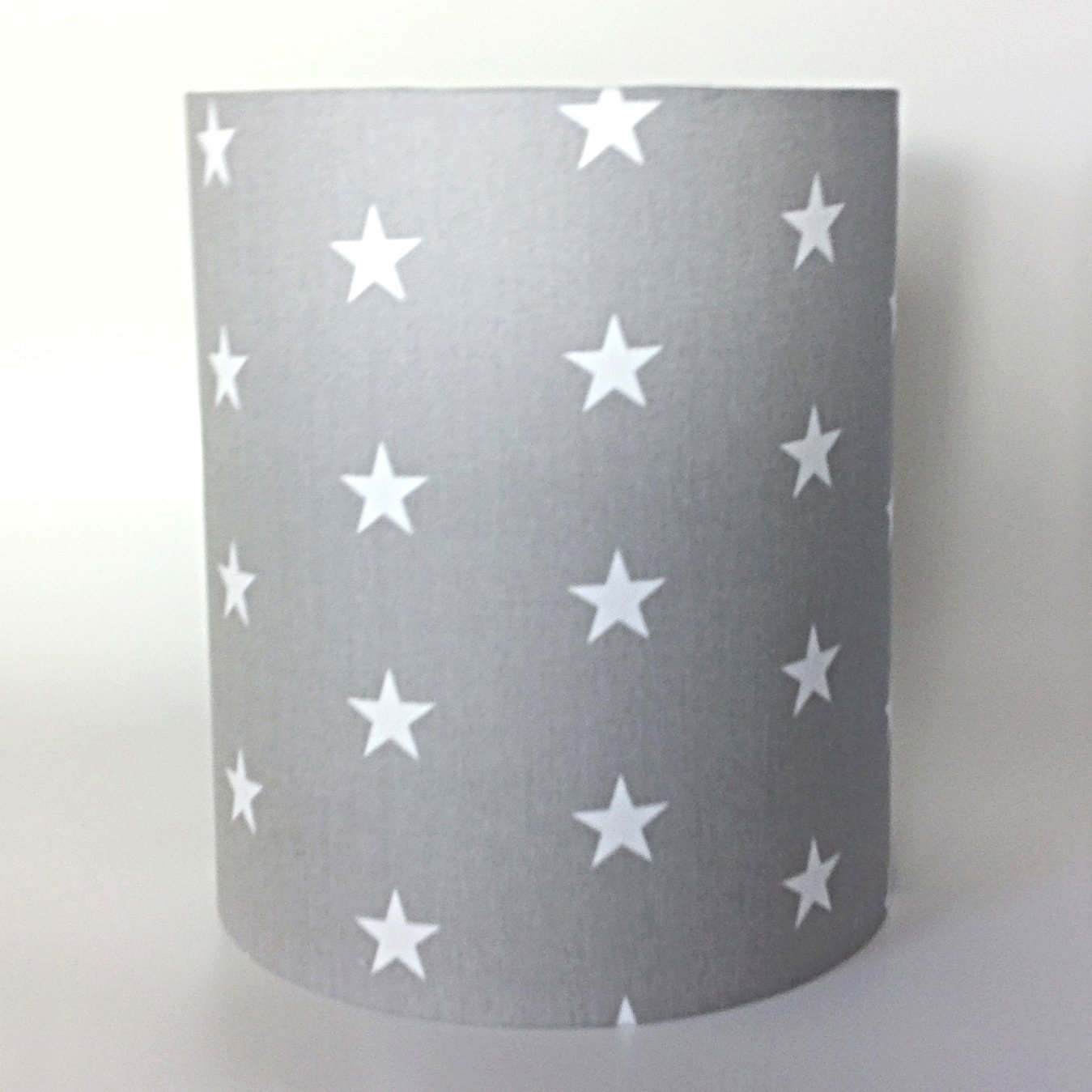 Grey with White Star Fabric Light or Lamp Shade Medium 18cmD x 21cmH