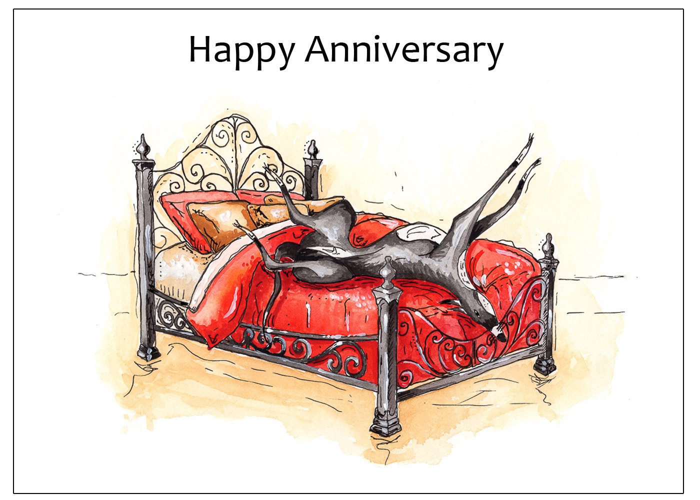 Anniversary Card Greyhound Whippet Lurcher Italian Dog With Love Happy Anniversary - CUSTOM TEXT