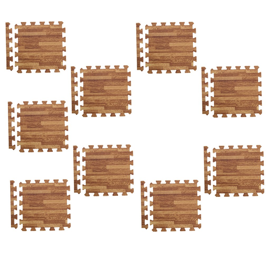 Baoblade 9Pieces Wood Effect Interlocking Eva Mats Gym Exercise Kids Play Floor Foam Tiles Mats