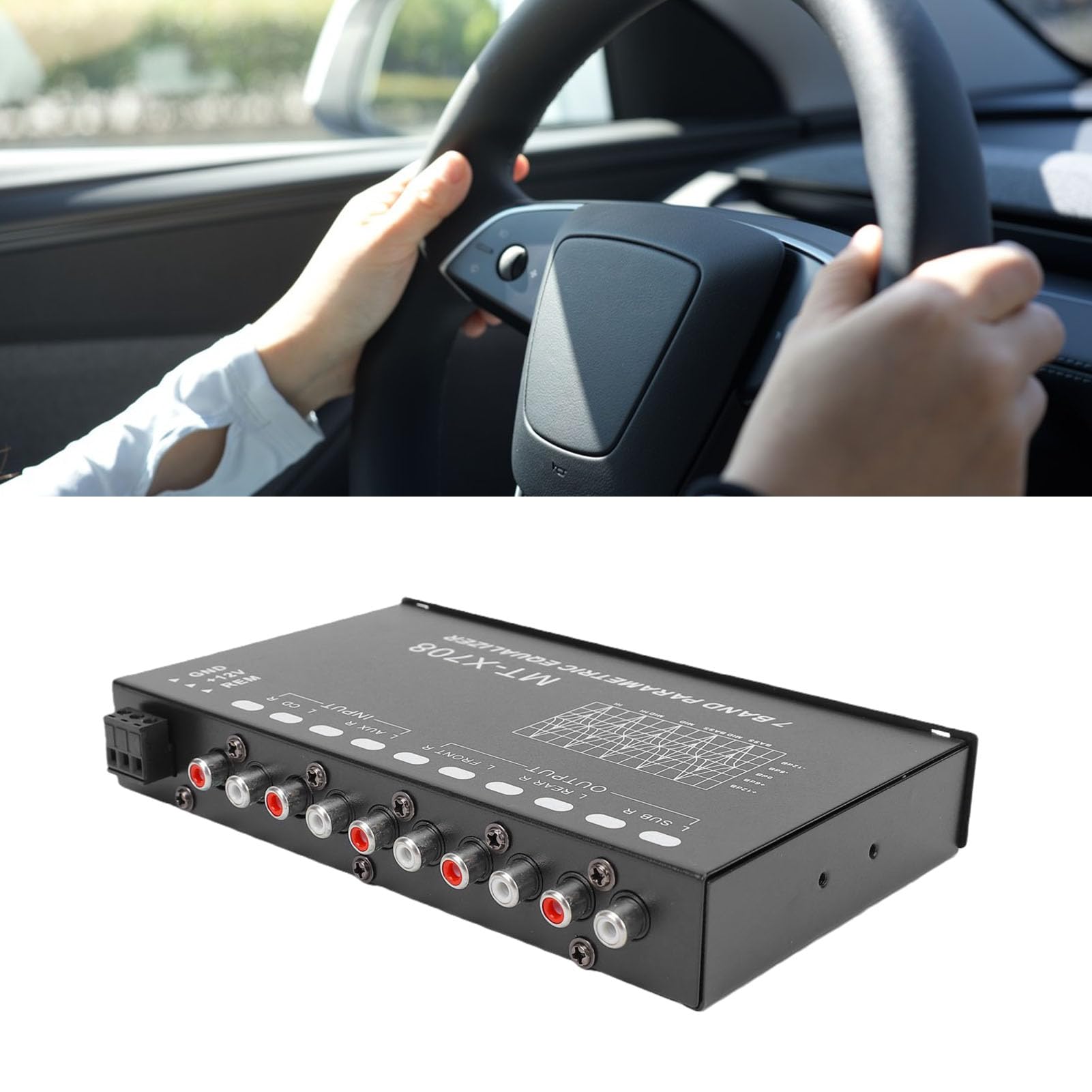Luocute Égaliseur de Voiture 7 Bandes avec Sortie Caisson de Basses Avant