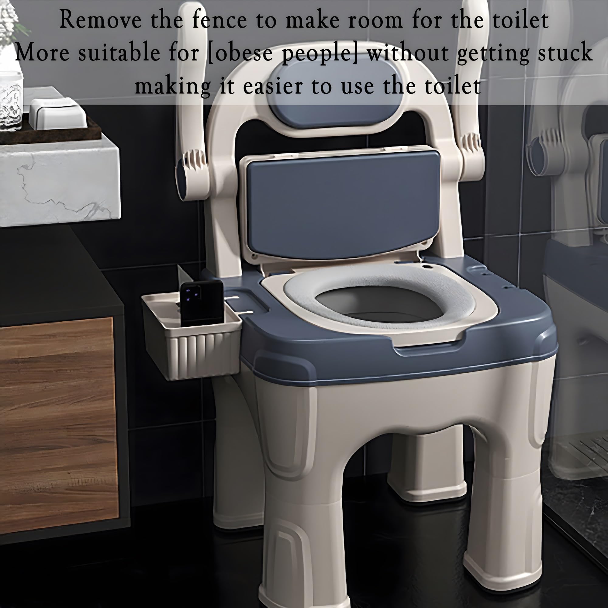 Bedside Commode Chair With Padded Seat & Back - Portable Toilet