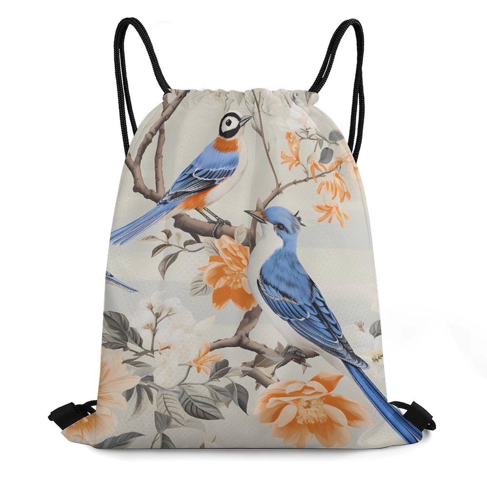 Bird Flower Drawstring Backpack Durable Sport Gym Bags Daypack for Men Women 35 * 42cm