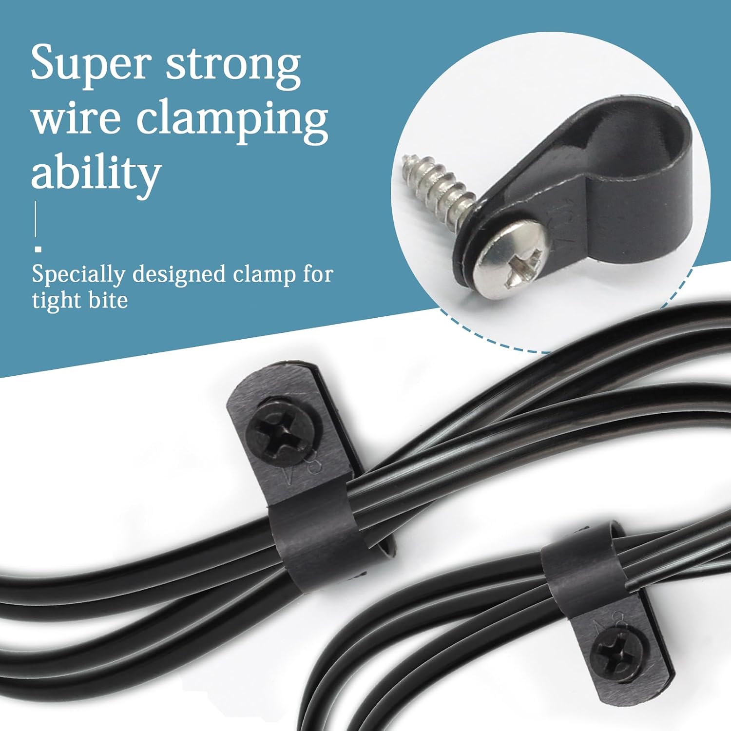 100 Pcs 3/8 Inch Black Nylon Screw Mounting Cable Clip Wire Clamp image 2