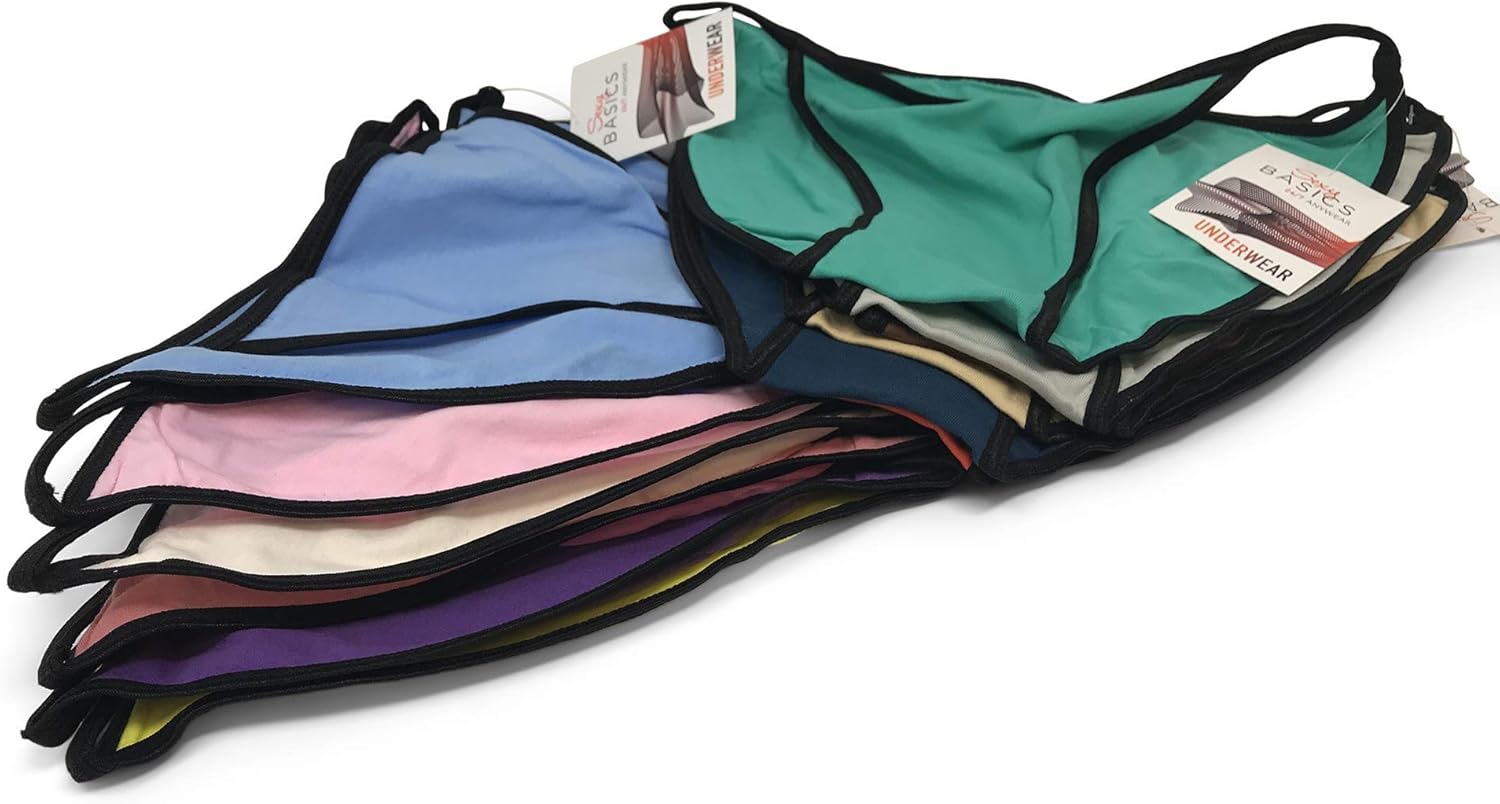 Sexy Basics Womens 12 Pack String Bikini Briefs/Ultra-Soft Cotton/Spandex Stretch No-Show Panties - Image 6