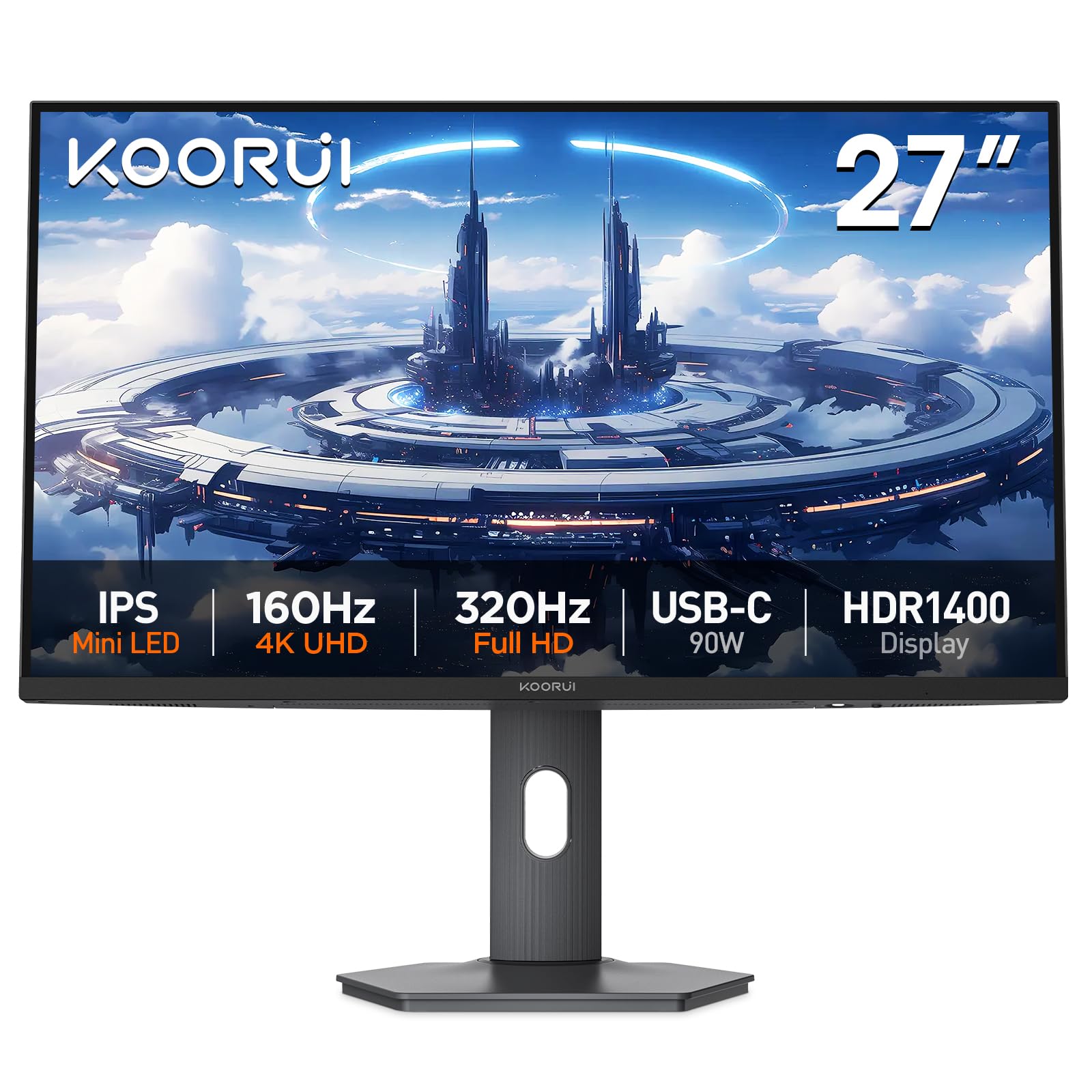 Koorui S2741LM 27 İnç Monitör, Akıllı Yenileme Hızı (UHD 160Hz/FHD