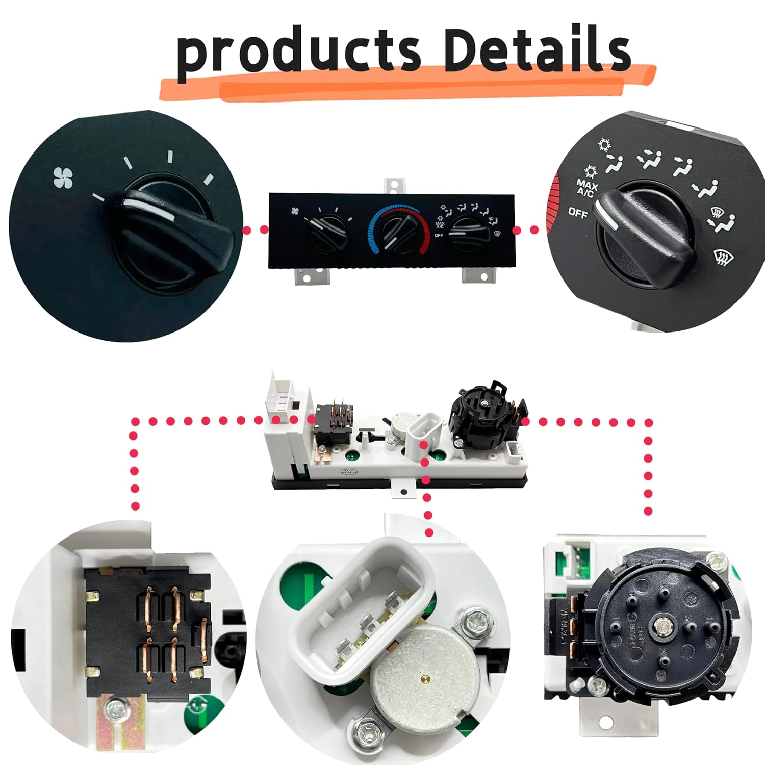 55055459AF AC Heater Climate Control Module 55055459AA HVAC Heater Control Panel Switch 55055459AB Compatible with 1998-2003 Dodge Ram 1500 2500 3500 Without Rear Defroster