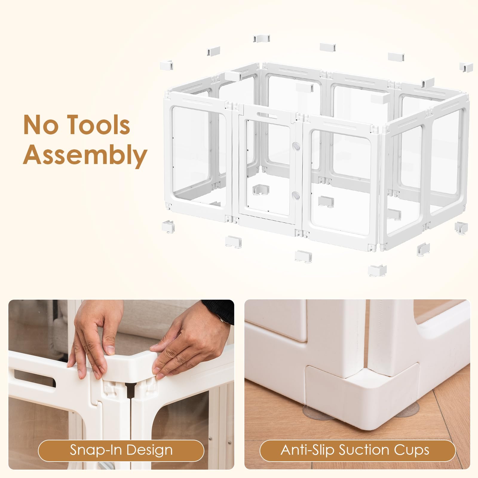 Corralito de acrílico para perros, corralito transparente de 60 cm para mascotas para uso en interiores y exteriores, valla de pluma portátil resistente para perros pequeños a medianos - 10 paneles