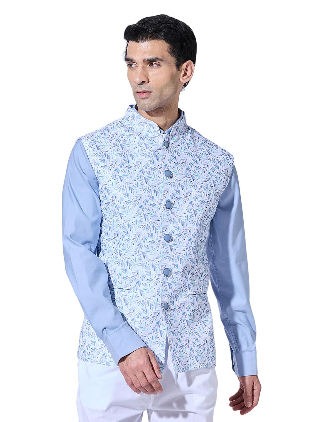 Men's Floral Printed Blue Nehru Jacket-AK-1906-1_Blue-image-37