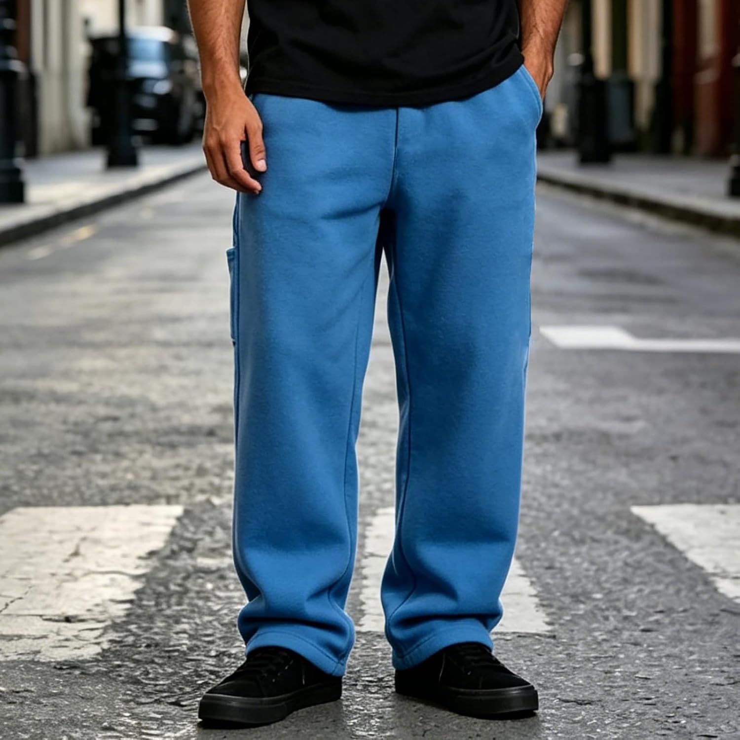 Men's Baggy Sweatpants Casual Straight Leg Elastic Waist