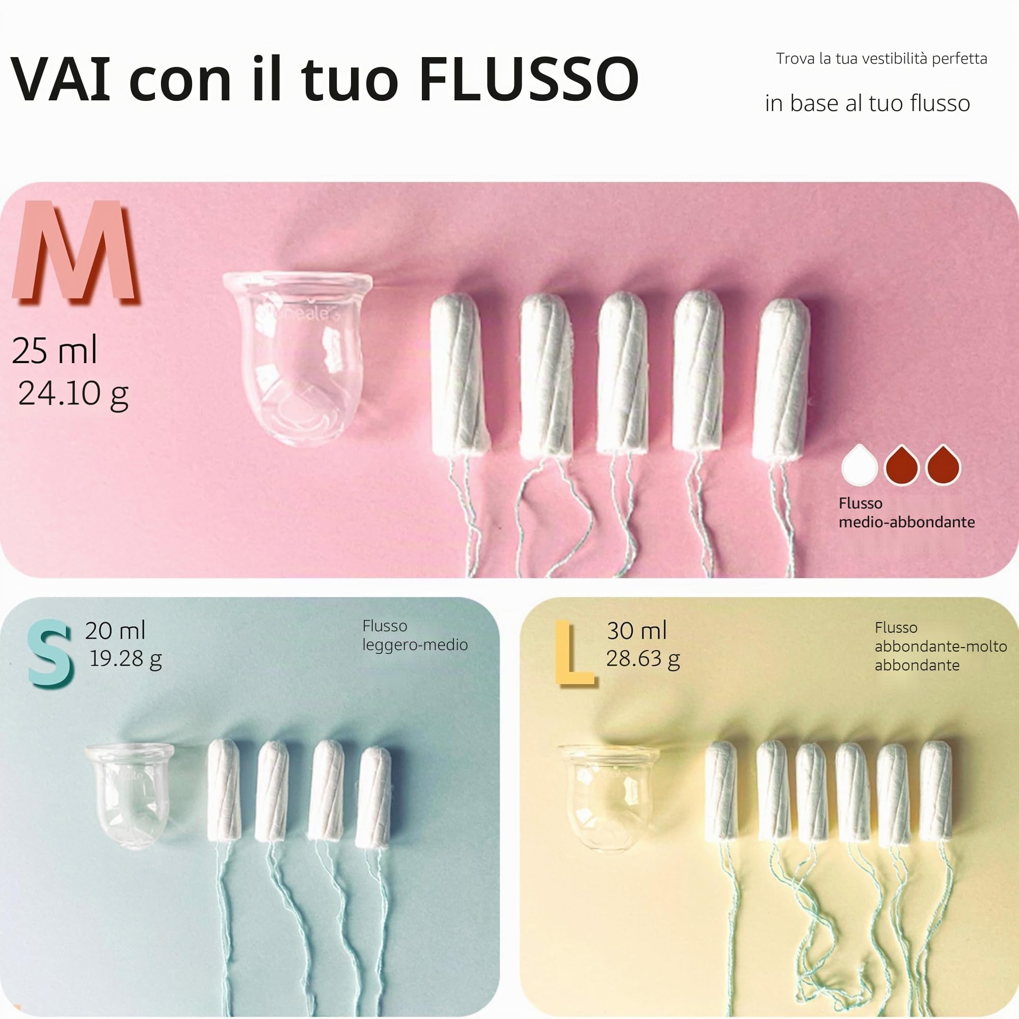 La Cup Luneale - coppetta mestruale - design ergonomico esclusivo creato con ostetriche - fabbricazione francese - 100% silicone medico al platino (M - Flusso medio/abbondante)