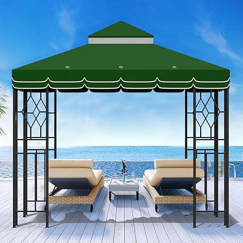 Miniatura 5 de Cubierta de repuesto para toldo de 10 x 10 pies, cubierta de toldo de repuesto de 10 x 10 pies, doble nivel para patio, jardín, toldo (verde con