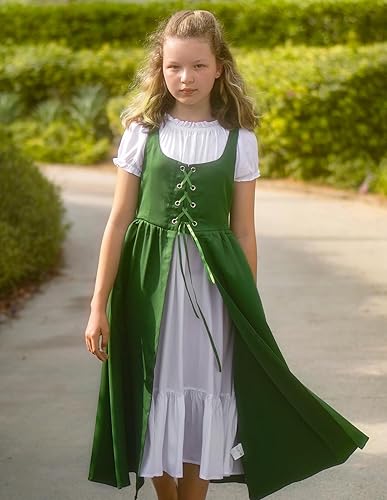 Miniatura 6 de Scarlet Darkness Vestido renacentista medieval acampanado para niñas, conjunto de dos piezas, 7-14 años