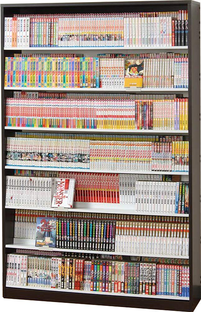 【Grandma】本棚　漫画棚　ダークブラウン　引き出し式　3列 スライド棚付きコミックラック 幅120cm ダークブラウン:ASSIST-SHOP