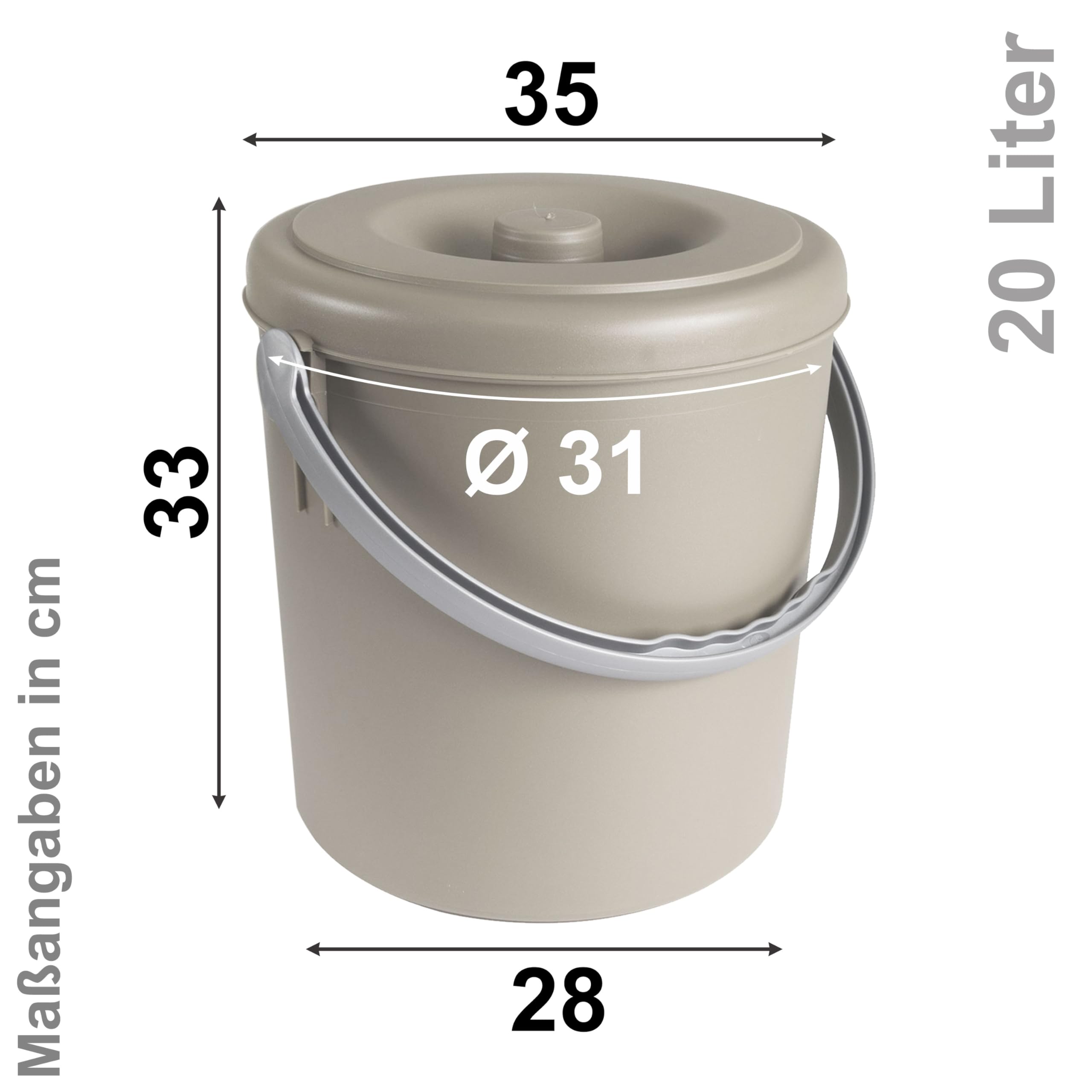 #11 Mülleimer 20 Liter mit verschließbarem Deckel und Henkel - Petrolblau - 33cm hoch - Ø31cm | Abfallsammler Biomüll Eimer Küche Mülltonne Windeleimer Senioren Baby Kunststoff rund