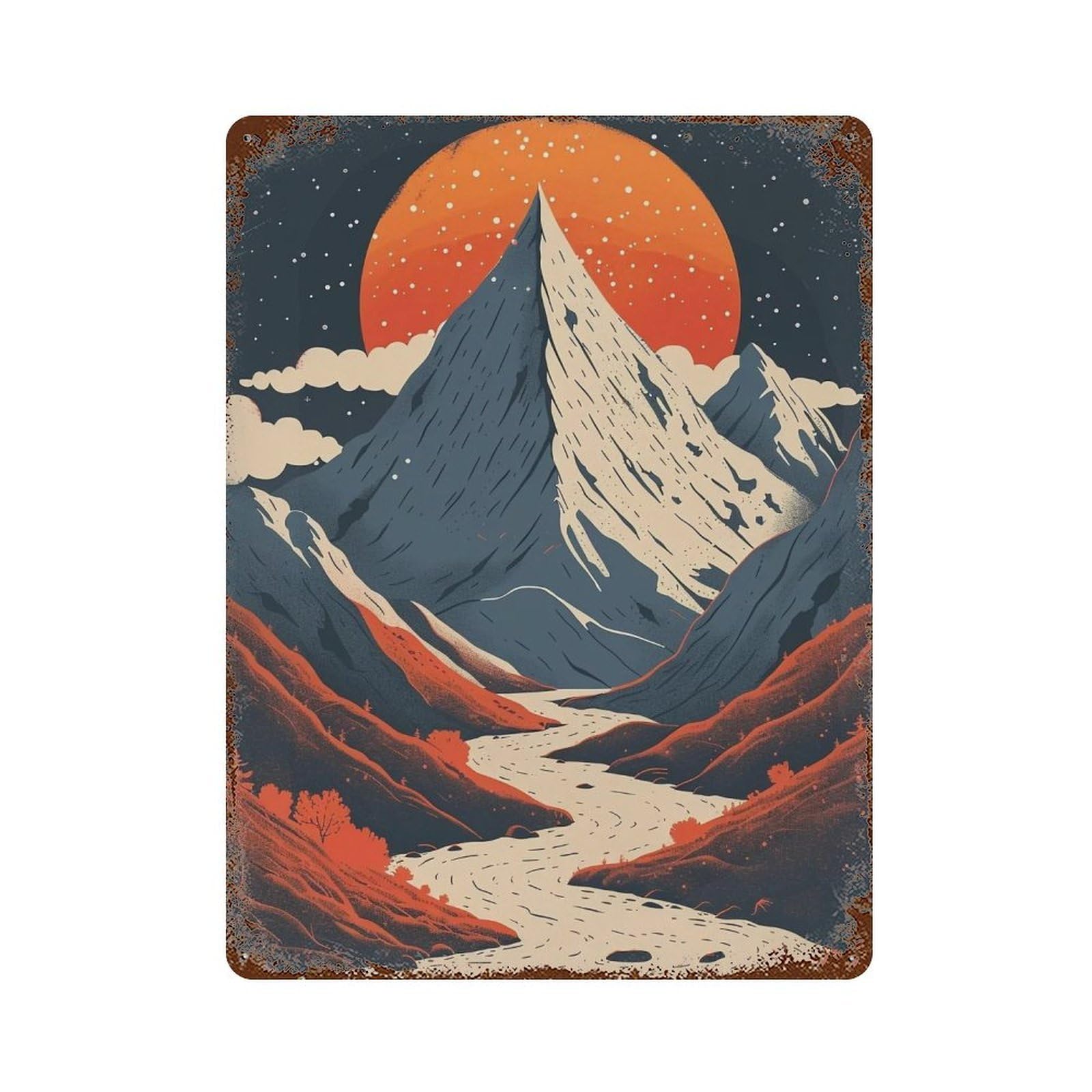 Wihyrtui Style Snow Peak Sunset Vista 03 Wall Retro Iron Metal Tin Sign Vintage Art Poster Modern Home Cofffee Club Art Bar Shop Decor 40X30cm