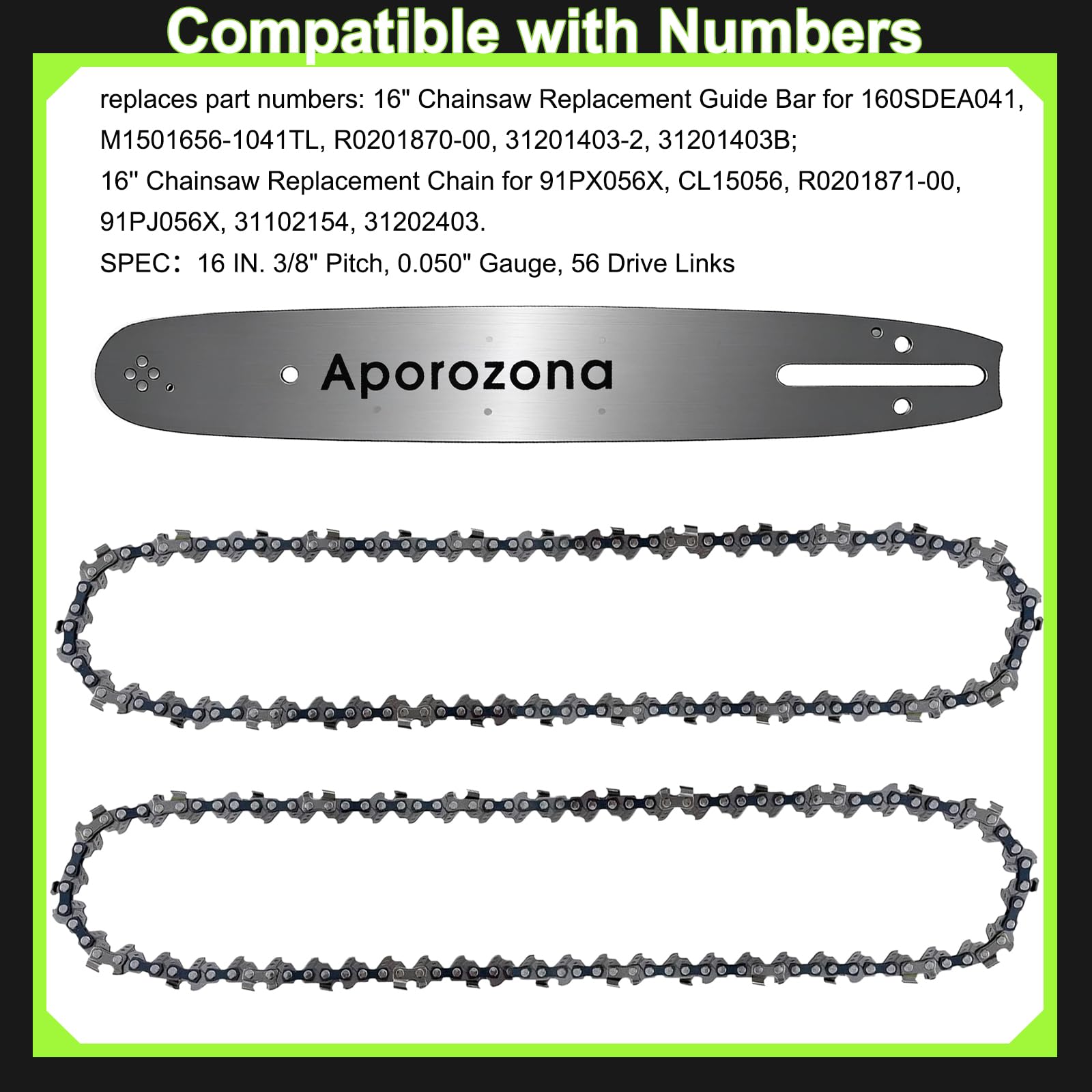 16 x 3/8 050 56 barra guida 1+chain2