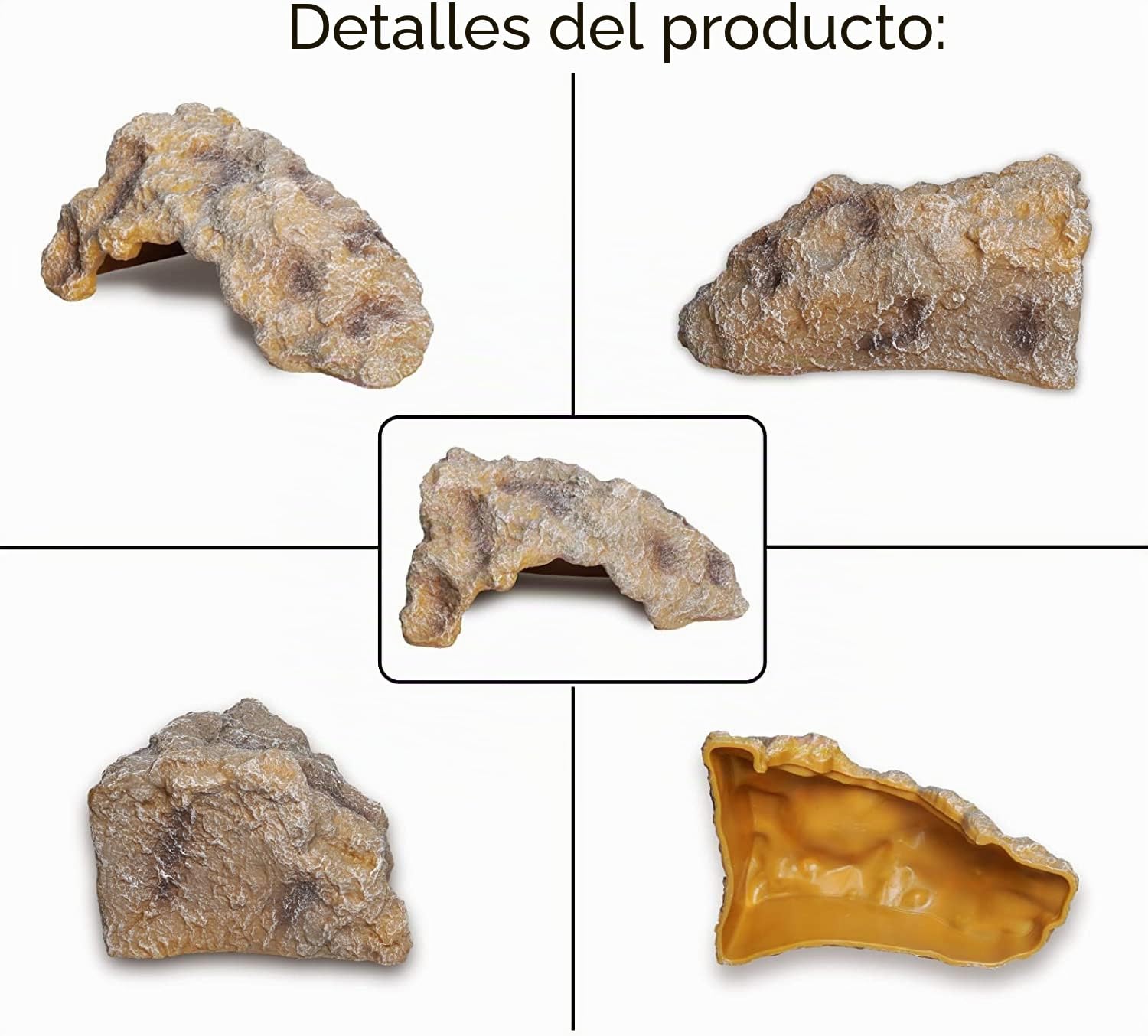 Reptil Roca Reptile Hide Cueva Hideout Terrario Hábitat Decoración Ornamento Refugio para Serpiente Geckos Lagartos Tortuga Ranas Anfibios Ermitaño Cangrejo Medio