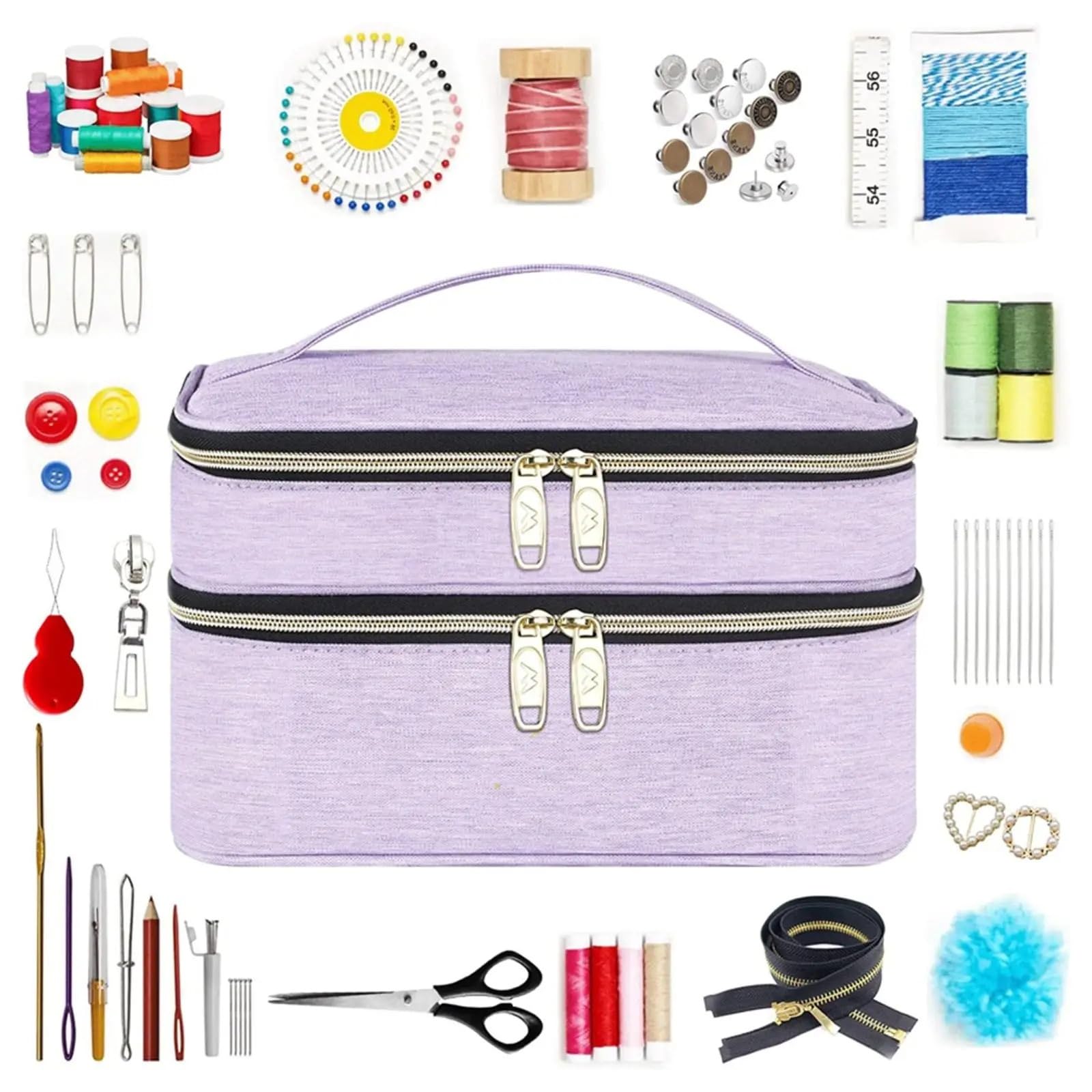 Nähzubehör-Aufbewahrungstasche, doppellagiges Polyester, großes Fassungsvermögen, Reise-Näh-Carring-Box for Garn-Nähwerkzeuge Für Haushalt(Dark Purple)