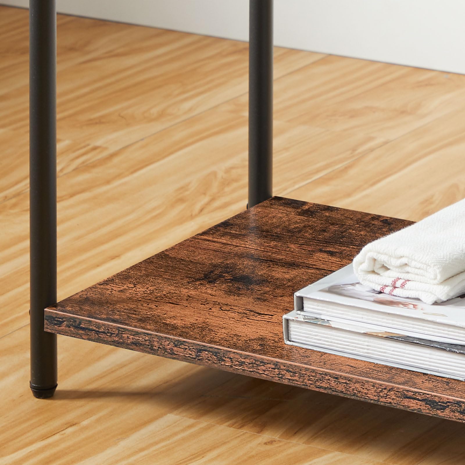 HOOBRO Porte-Serviettes, Barre de Séchage, Porte-Serviettes sur Pied, avec 4 Barres et Planche, Petits Espace, Stable, pour Salle de Bain, couvertures, journaux EBF64LB01