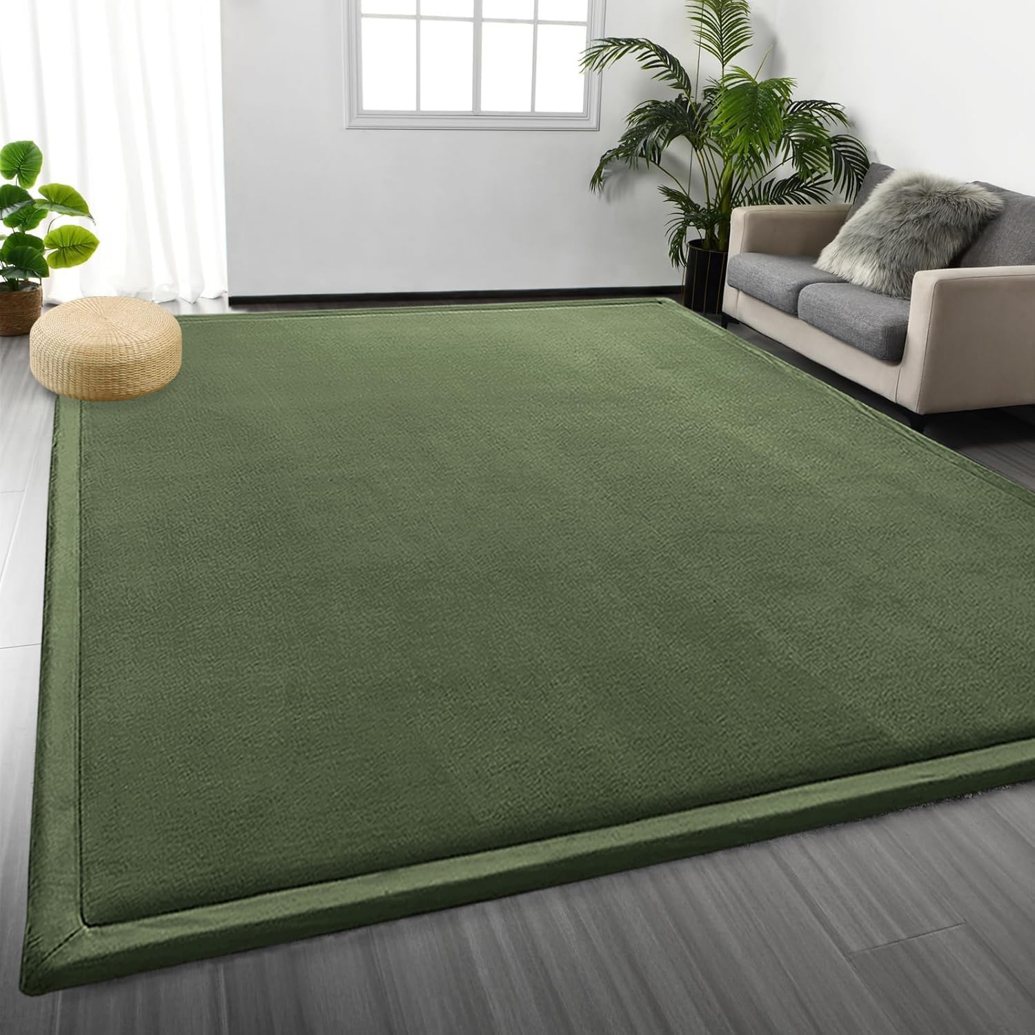 Tapis de salon vert foncé en velours éponge épais 60x150 cm antidérapant