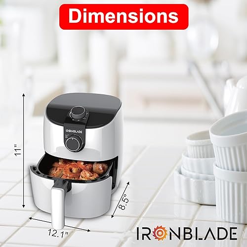 Miniatura 5 de EMB IronBlade Series - Freidora de aire multifuncional, 1500 W, capacidad de 3.7 cuartos de galón, temporizador ajustable, mango antideslizante,