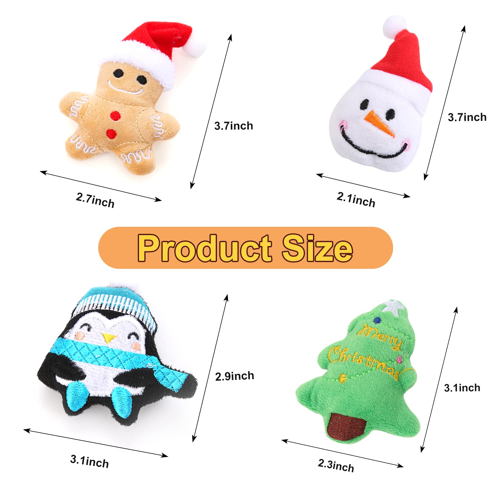 Andiker 4 PCS Christmas Catnip Toys, Kitten Chew Toys Indoor Interactive Teething Toys - Image 2