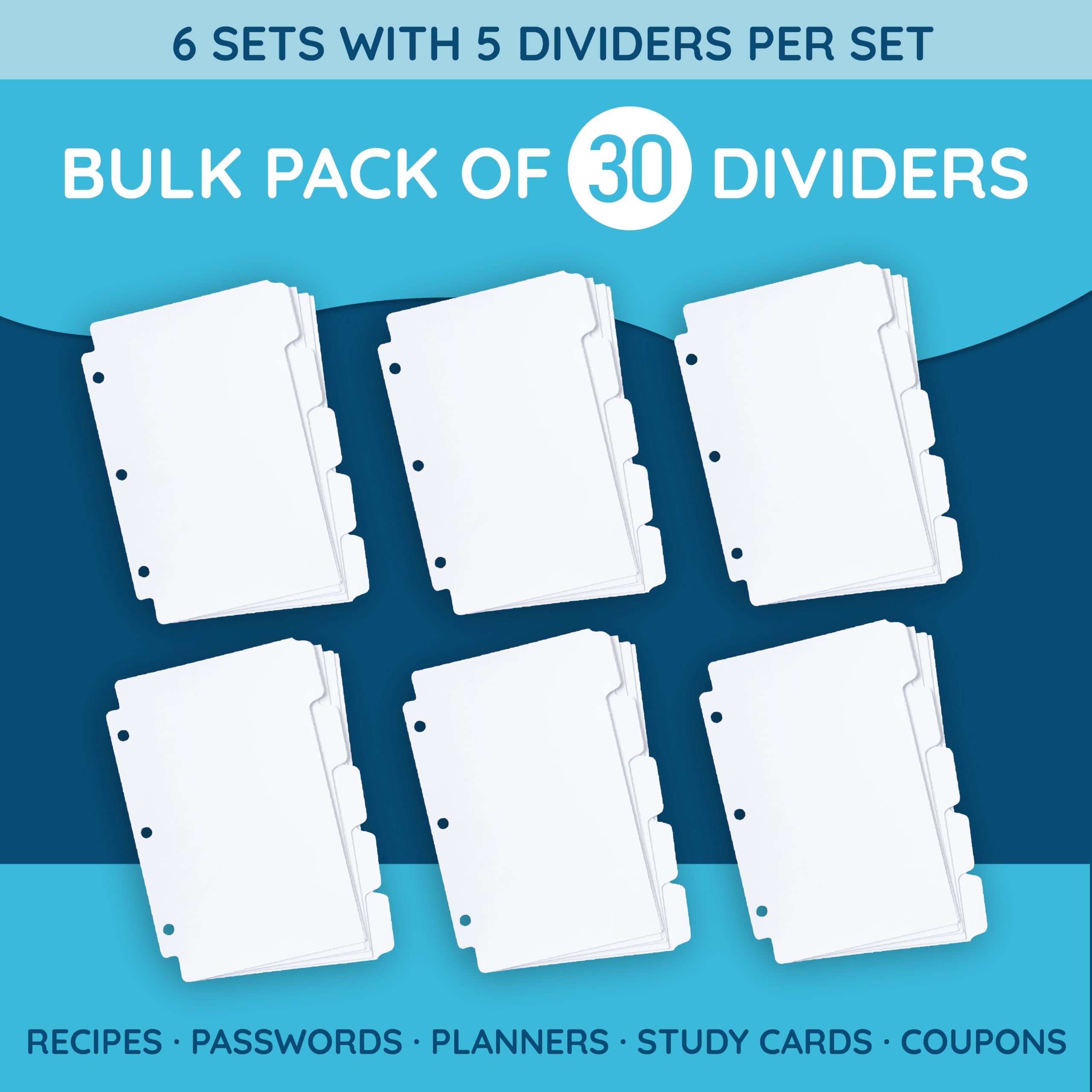 Amazon.com : Blue Summit Supplies 30 Mini Binder Dividers, 6 Sets