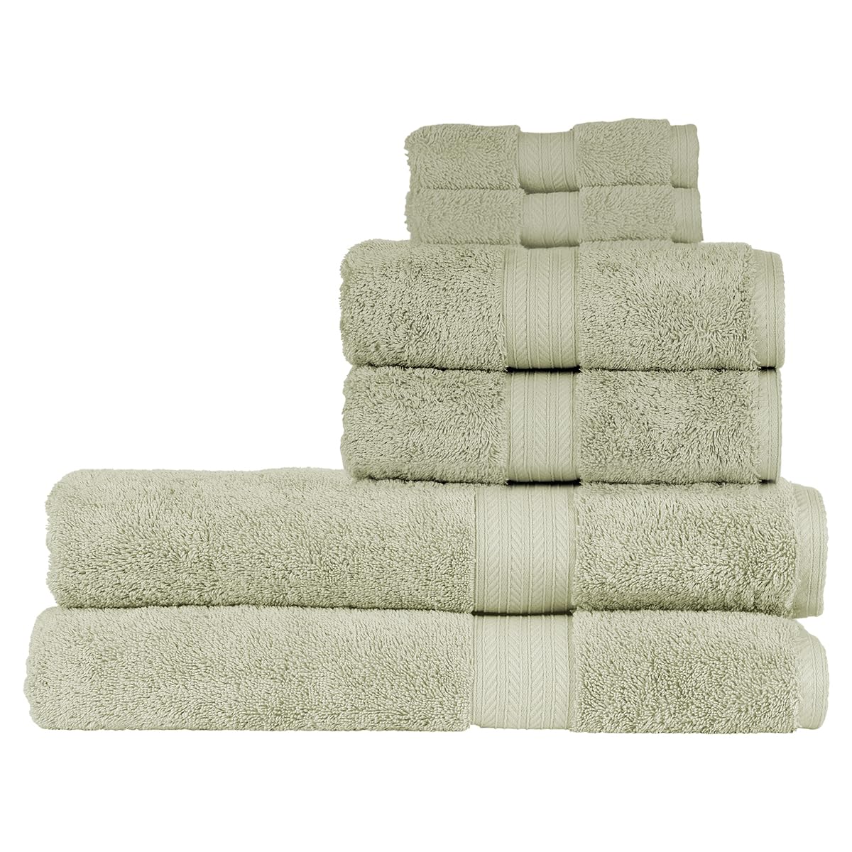 Christy Renaissance 6 Piece Bath Sheet Set | Thyme Green | 100% Egyptian Cotton Pile | Luxuriously Soft and Super Absorbent | 675 GSM | 2 Bath Sheets 2 Hand Towels 2 Face Cloths