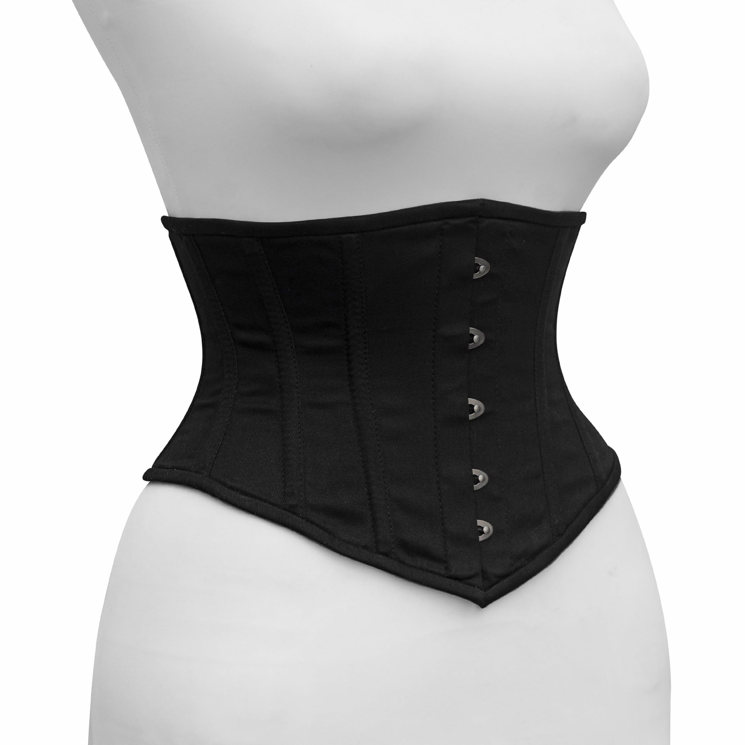 Corsetto sottoseno in cotone twill nero e nudo in acciaio disossato Waspie Waist Trainer per le donne Clessidra Fit Shapewear Vita Cincher Allacciatura stretta