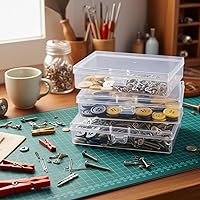 Vista 3 de Goodma 8 contenedores rectangulares vacíos de plástico transparente con tapas con bisagras para objetos pequeños y otros proyectos de manualidades