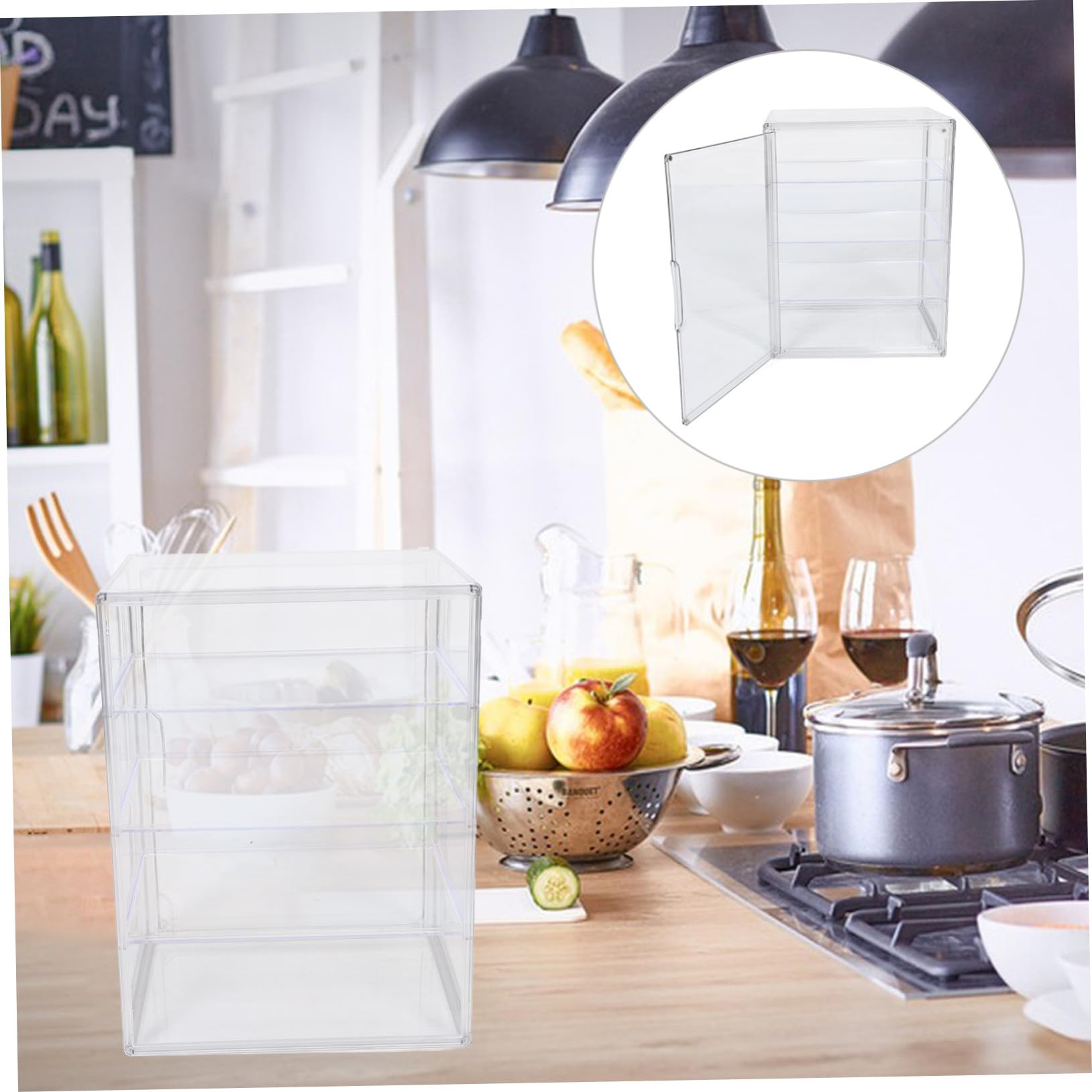 Toyvian Vitrina Transparente con Estantes Ajustables y Puerta Magnética de 4 Niveles Fácil de Limpiar y Ahorro de Espacio para Pan para Encimera de Cocina