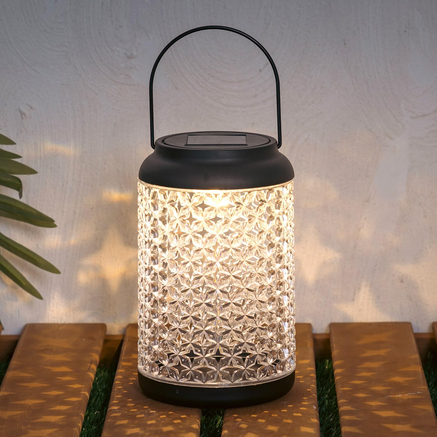 Bloomingtons Direct Black Crystal Solar Lantern Hanging And Freestanding Solar Lanterns For Garden Outside Warm White Reflecting Glow Solar Lantern Light Garden Ornaments For Outdoor, Patio, Pathways