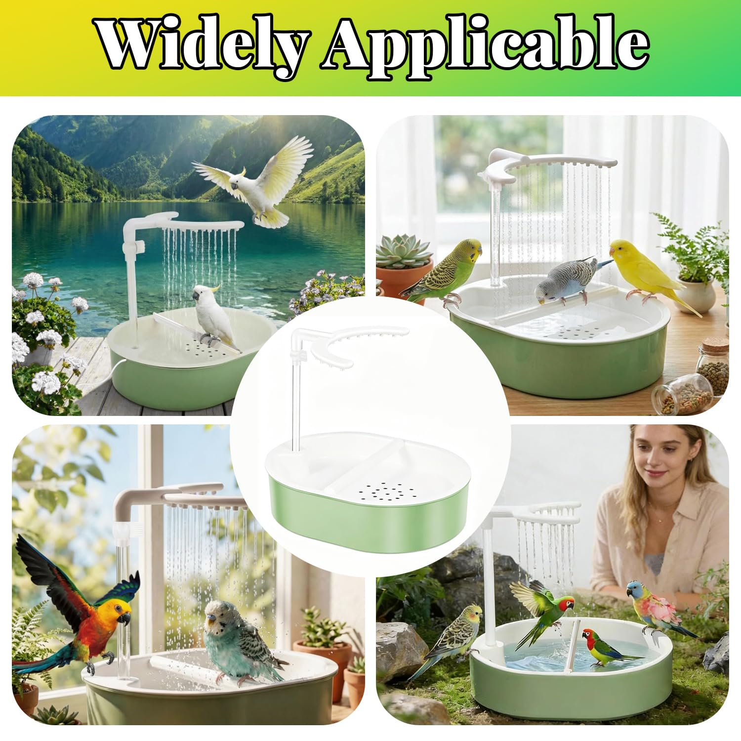 Baño Automático para Pájaros, Ducha para pájaros, Bañera de Ducha para Pájaros, Ducha automática para jaula, Baño para Jaula con Múltiples Salidas, para inseparables, periquitos, pájaros domésticos