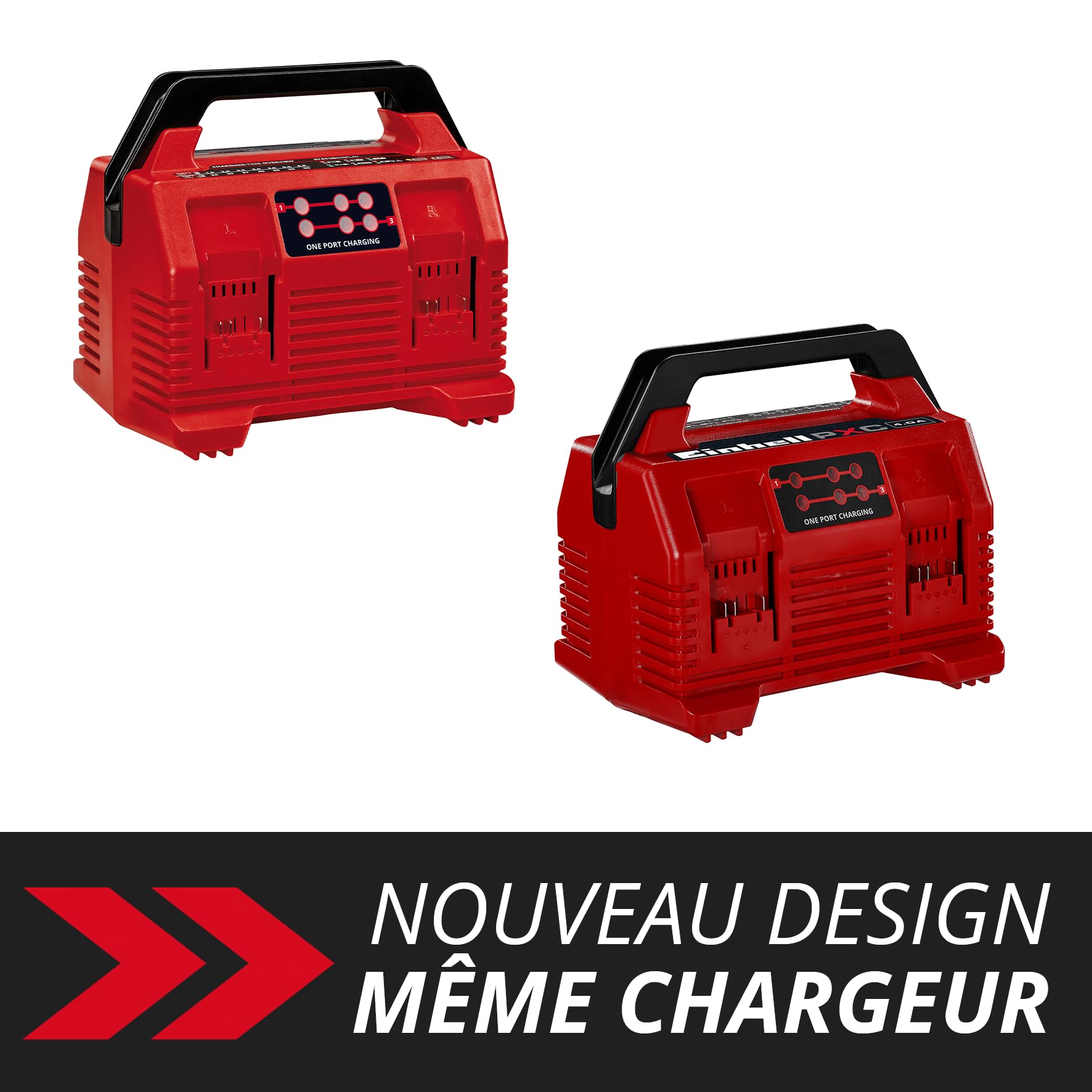Einhell Chargeur Power X-Quattrocharger 4A Power X-Change (li-ION, 18V, Charge simultanée de 2 Batteries, indicateur d’état LED 6 Positions)