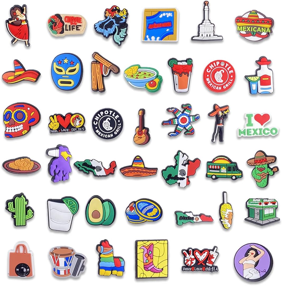 40 PCS Mexican Croc Charms for Kids Adults Shoe Decoration